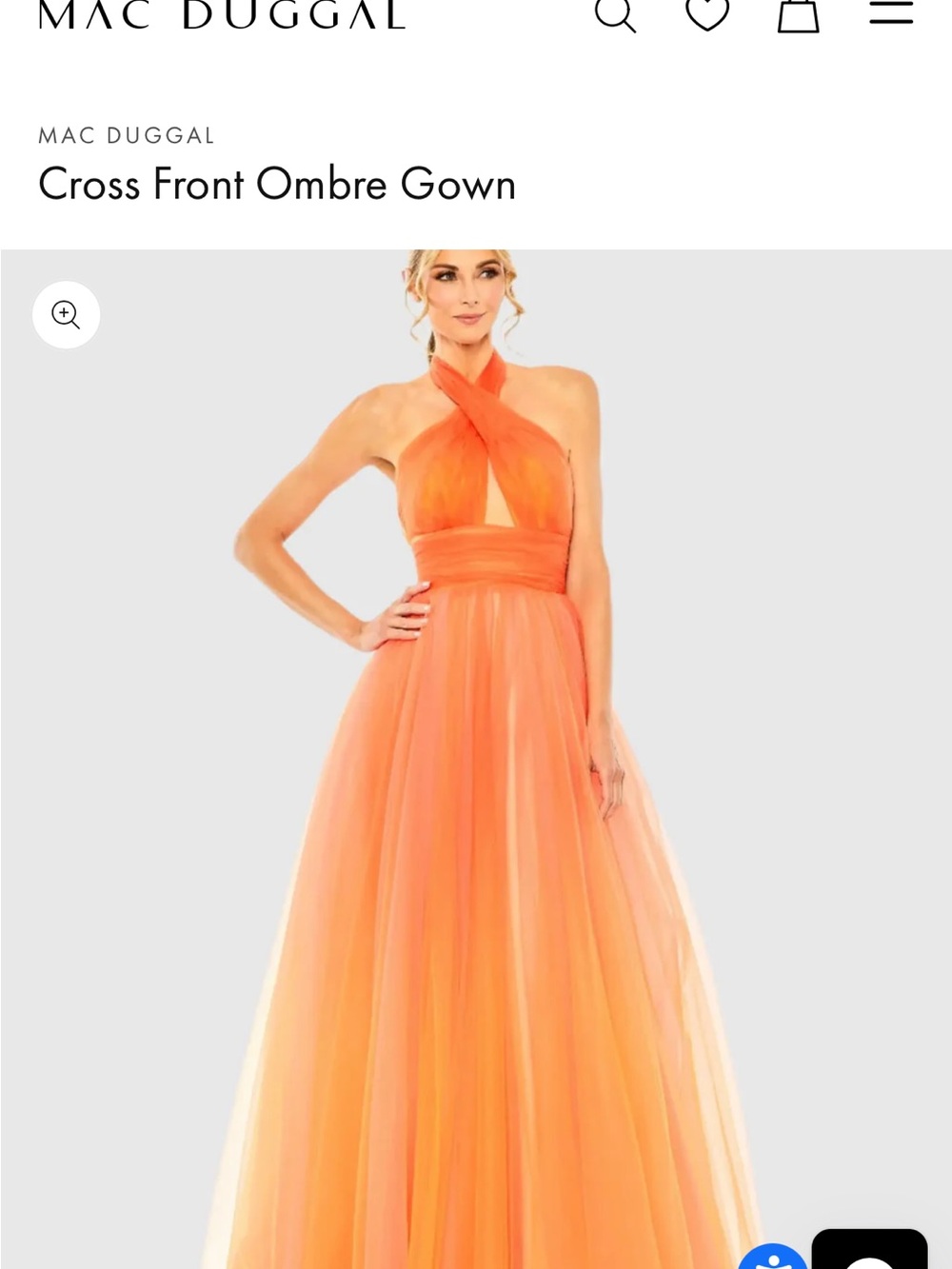Mac Duggal Orange Ombre Cross-Front One-Shoulder Gown